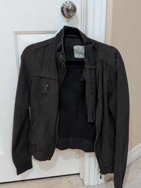 Vintage Pull & Bear XDYE Brown Plaid Bomber Moto Jacket Size M